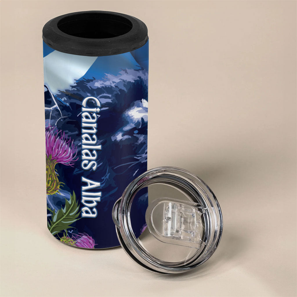 Cianalas Alba Scotland 4 in 1 Can Cooler Tumbler Scottish Lion and Thistle Blue Version