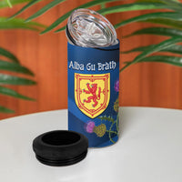 Cianalas Alba Scotland 4 in 1 Can Cooler Tumbler Scottish Lion and Thistle Blue Version