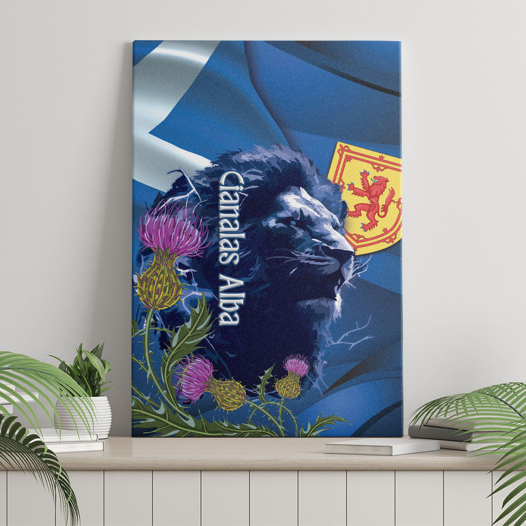 Cianalas Alba Scotland Canvas Wall Art Scottish Lion and Thistle Blue Version