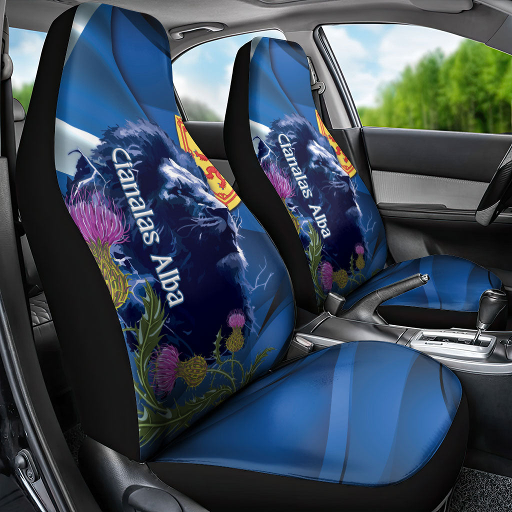 Cianalas Alba Scotland Car Seat Cover Scottish Lion and Thistle Blue Version