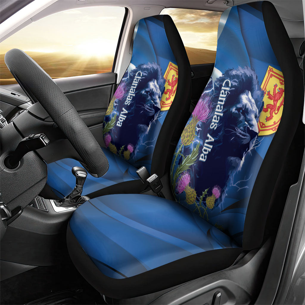 Cianalas Alba Scotland Car Seat Cover Scottish Lion and Thistle Blue Version