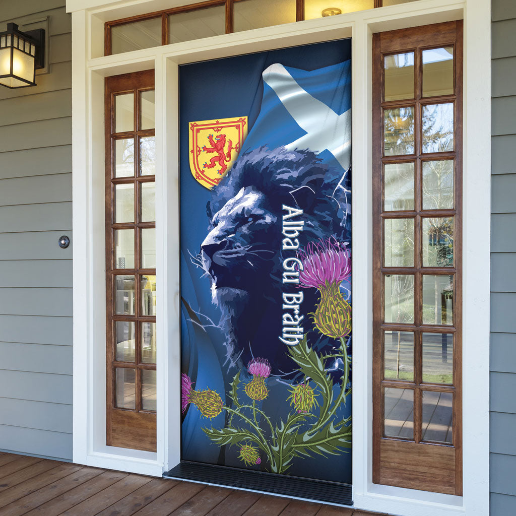 Cianalas Alba Scotland Door Cover Scottish Lion and Thistle Blue Version