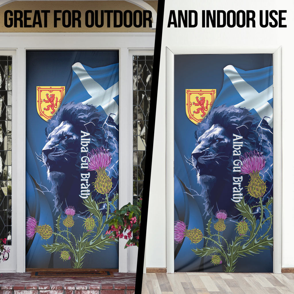 Cianalas Alba Scotland Door Cover Scottish Lion and Thistle Blue Version