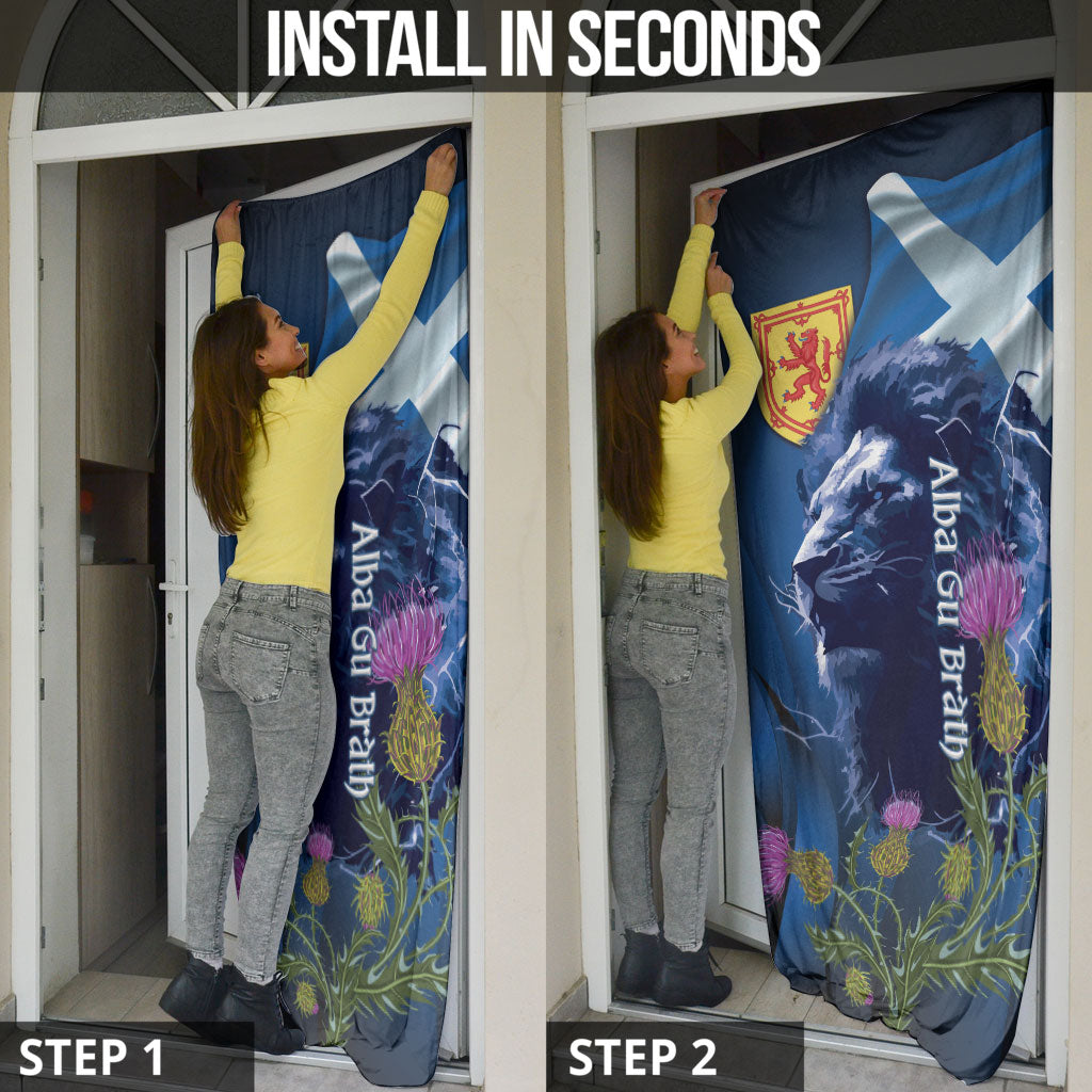 Cianalas Alba Scotland Door Cover Scottish Lion and Thistle Blue Version