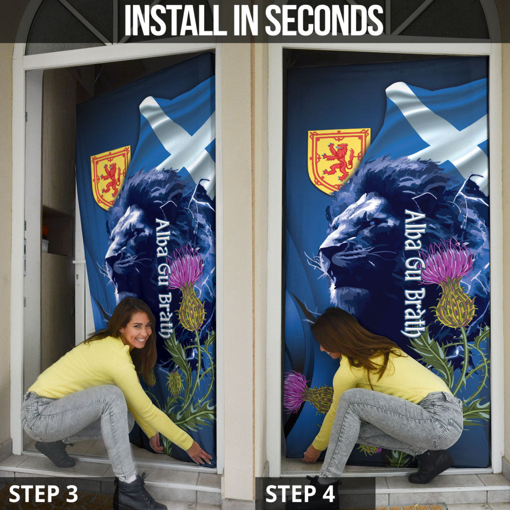 Cianalas Alba Scotland Door Cover Scottish Lion and Thistle Blue Version