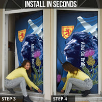 Cianalas Alba Scotland Door Cover Scottish Lion and Thistle Blue Version