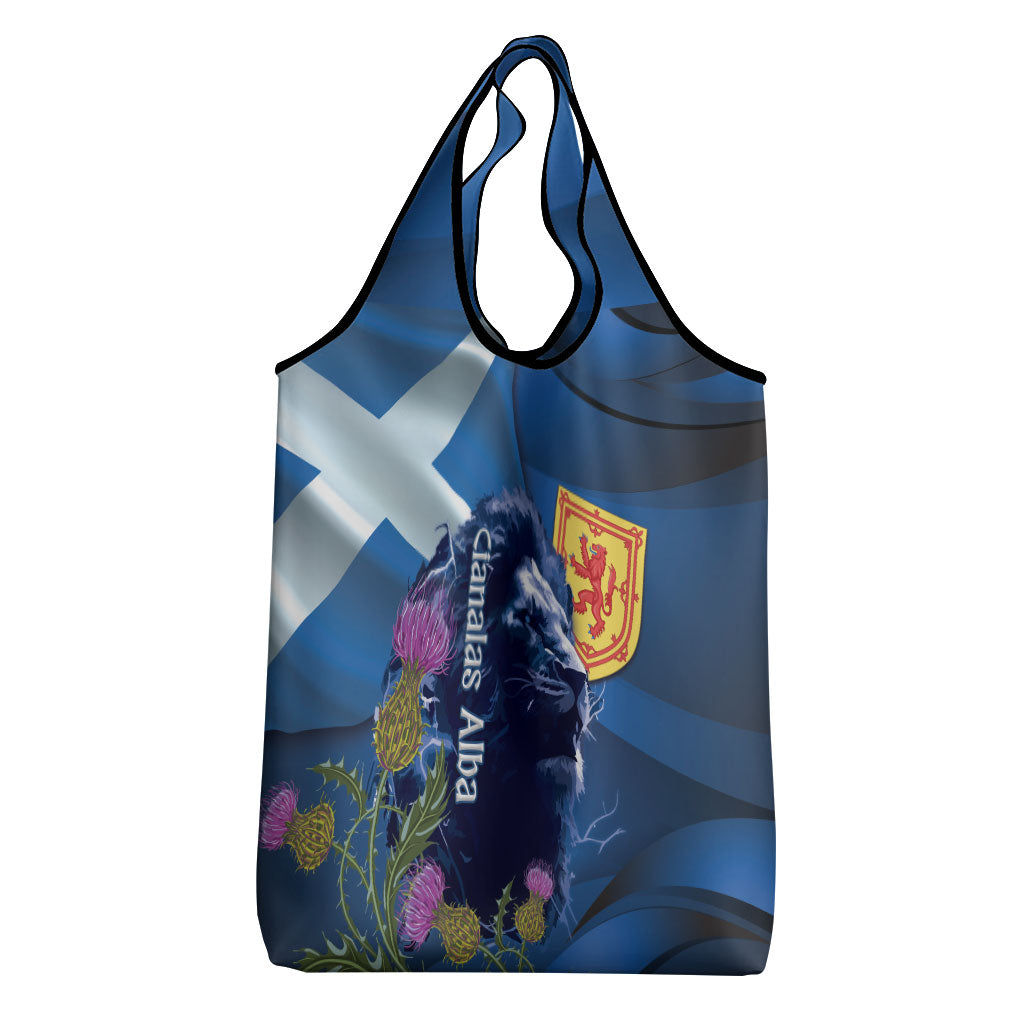 Cianalas Alba Scotland Grocery Bag Scottish Lion and Thistle Blue Version