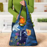 Cianalas Alba Scotland Grocery Bag Scottish Lion and Thistle Blue Version
