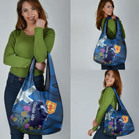 Cianalas Alba Scotland Grocery Bag Scottish Lion and Thistle Blue Version