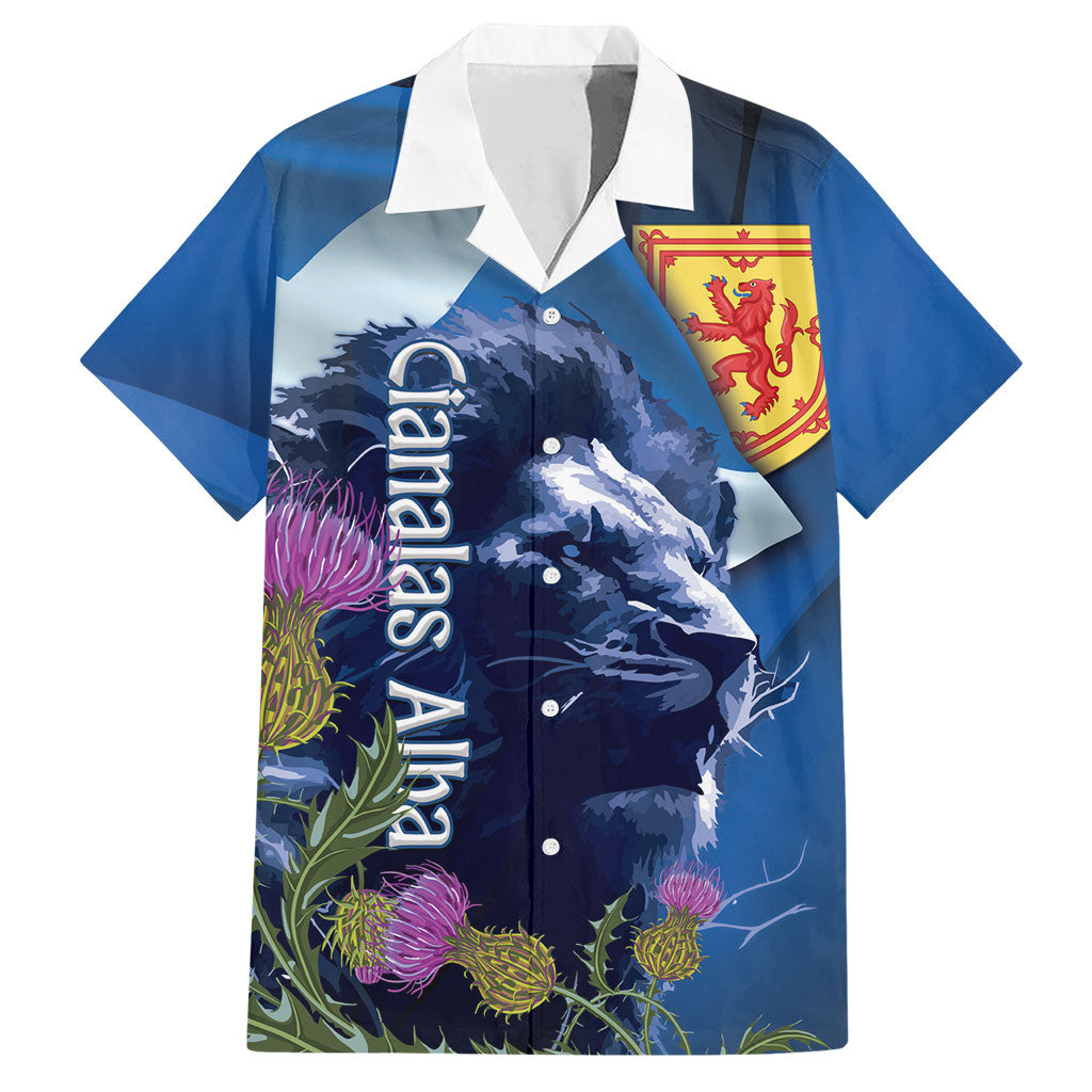 Cianalas Alba Scotland Hawaiian Shirt Scottish Lion and Thistle Blue Version