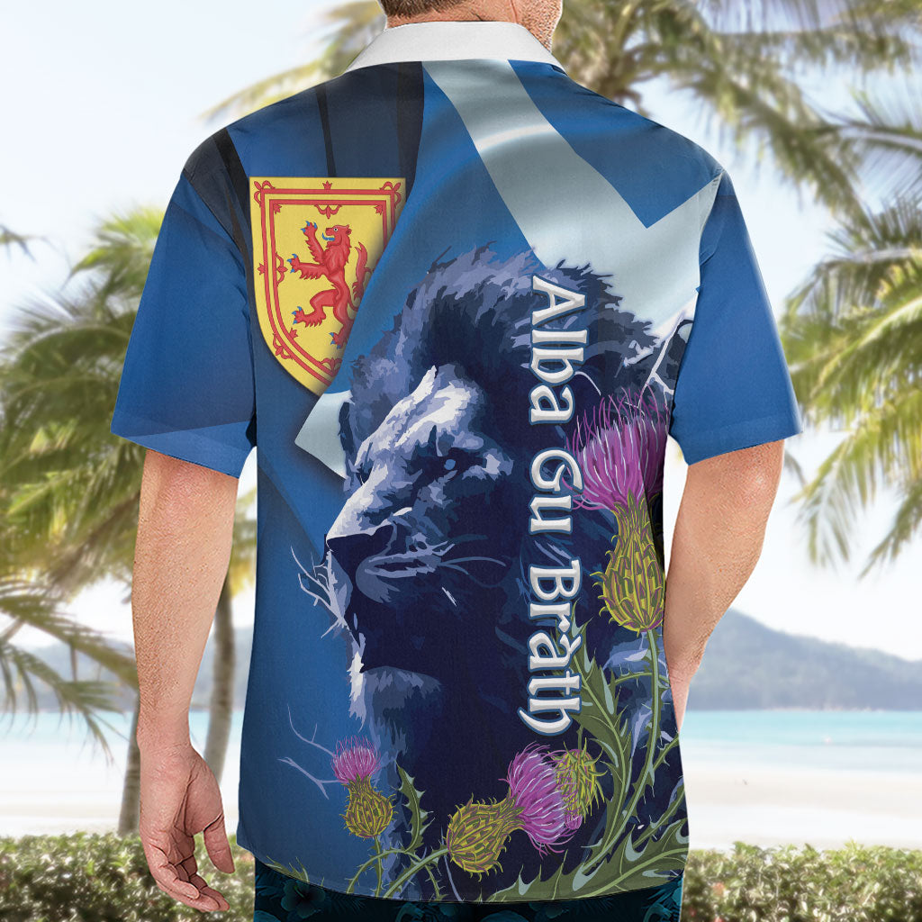 Cianalas Alba Scotland Hawaiian Shirt Scottish Lion and Thistle Blue Version