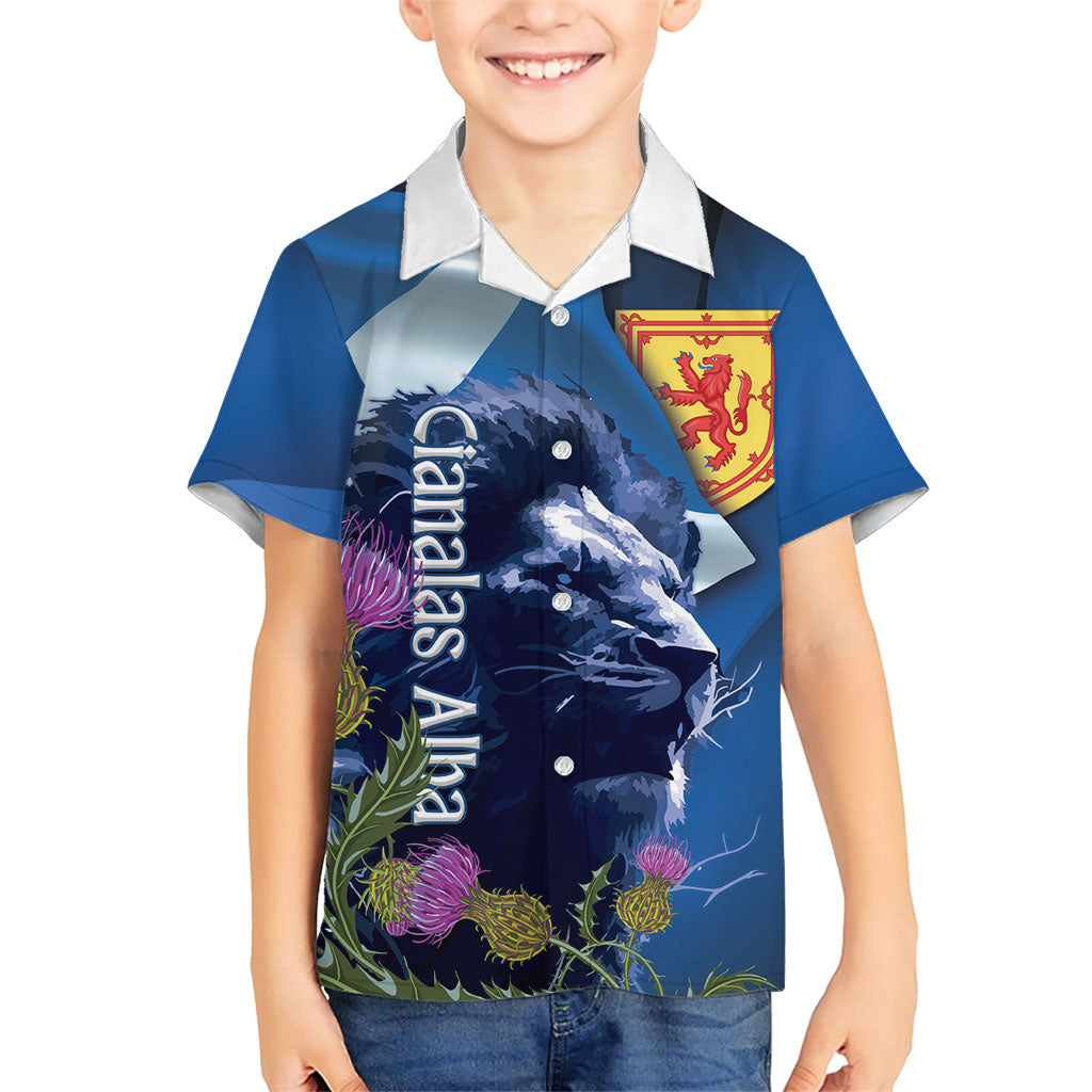 Cianalas Alba Scotland Hawaiian Shirt Scottish Lion and Thistle Blue Version
