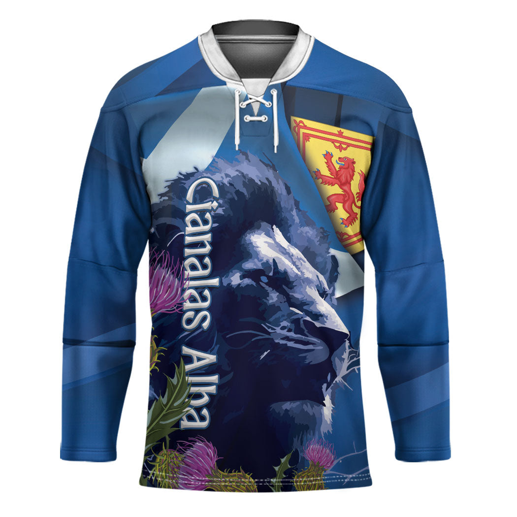 Cianalas Alba Scotland Hockey Jersey Scottish Lion and Thistle Blue Version