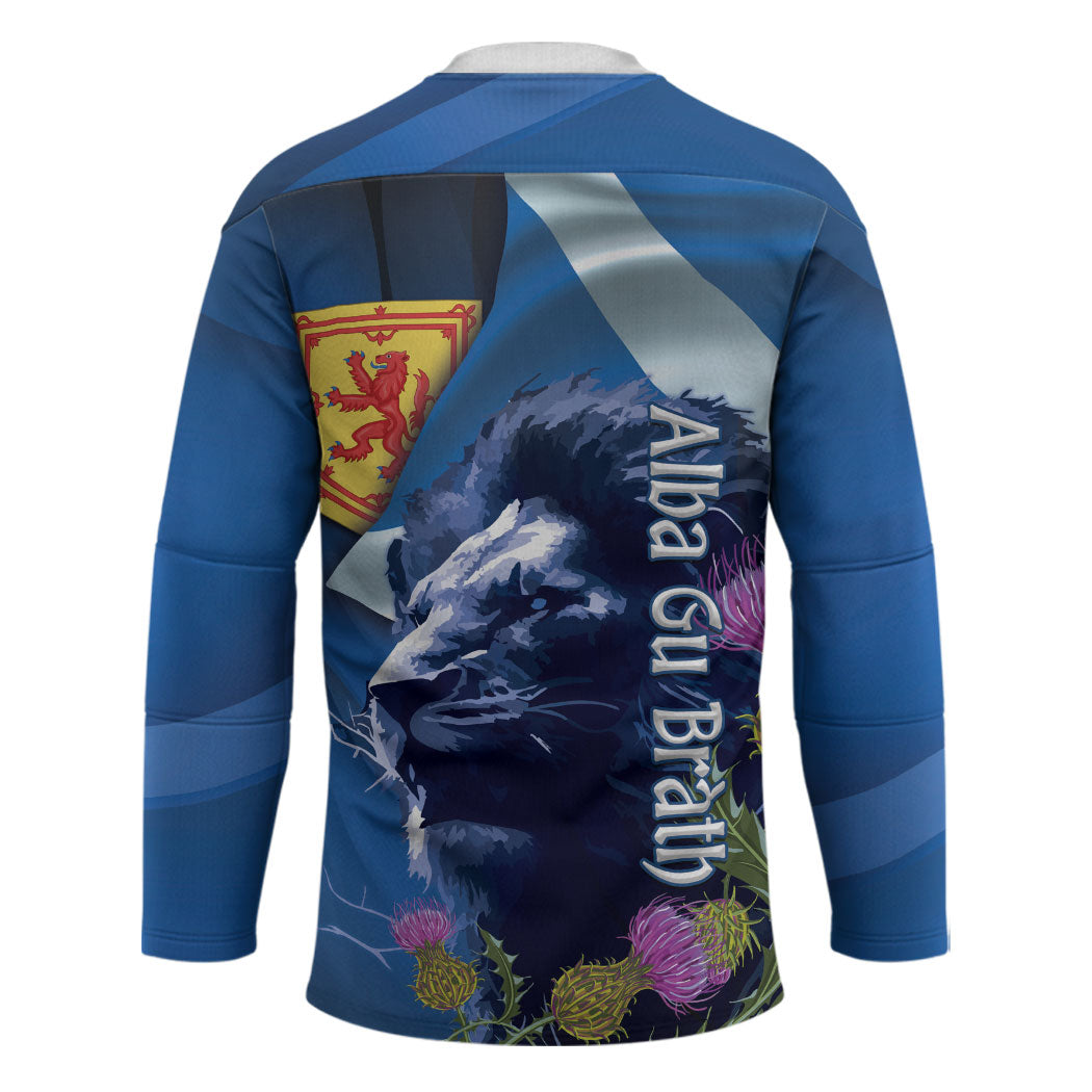 Cianalas Alba Scotland Hockey Jersey Scottish Lion and Thistle Blue Version