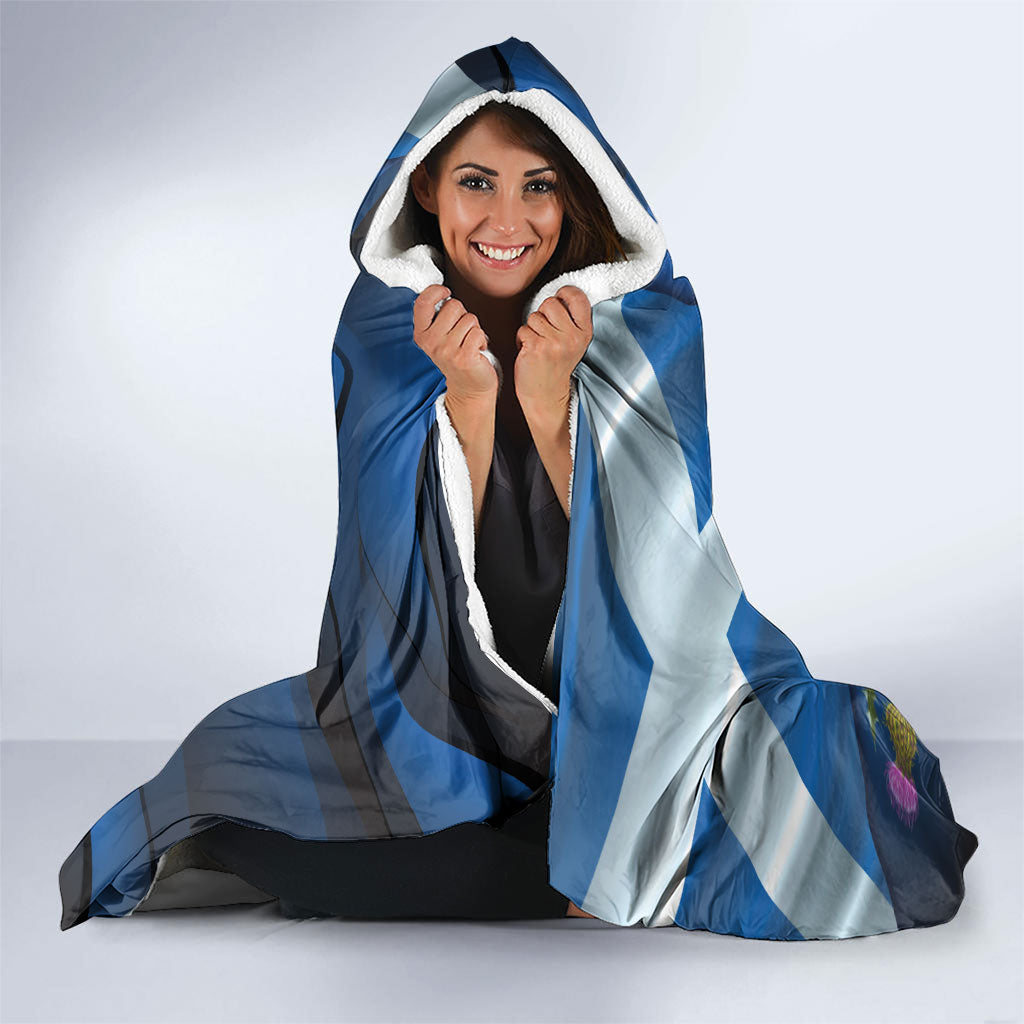 Cianalas Alba Scotland Hooded Blanket Scottish Lion and Thistle Blue Version