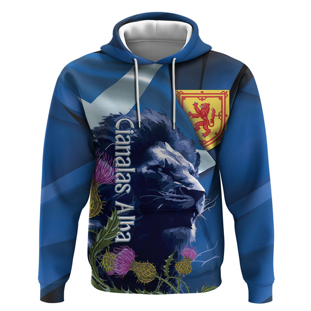 Cianalas Alba Scotland Hoodie Scottish Lion and Thistle Blue Version