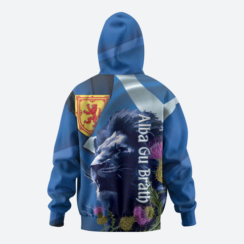 Cianalas Alba Scotland Hoodie Scottish Lion and Thistle Blue Version