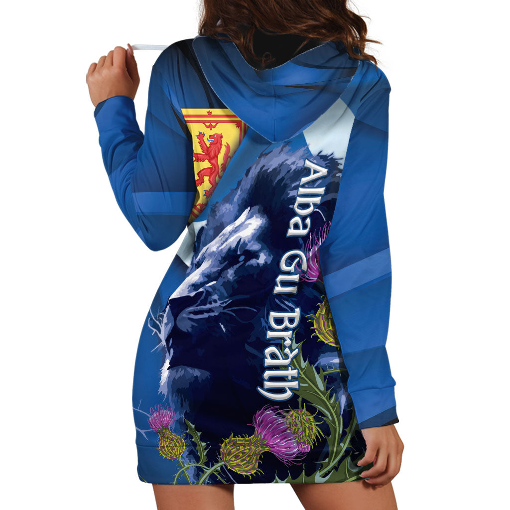 Cianalas Alba Scotland Hoodie Dress Scottish Lion and Thistle Blue Version