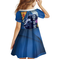 Cianalas Alba Scotland Kid Short Sleeve Dress Scottish Lion and Thistle Blue Version
