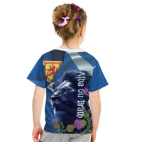 Cianalas Alba Scotland Kid T Shirt Scottish Lion and Thistle Blue Version