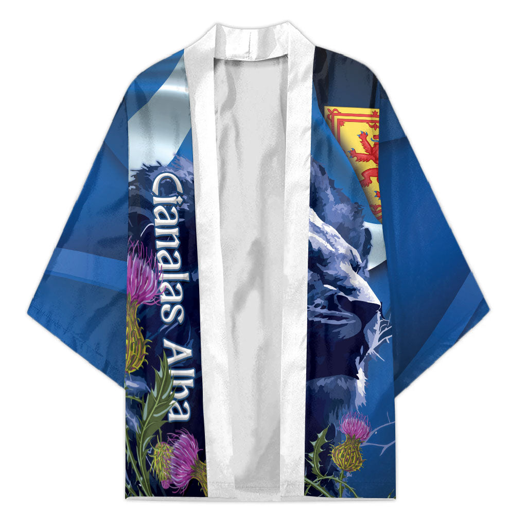 Cianalas Alba Scotland Kimono Scottish Lion and Thistle Blue Version