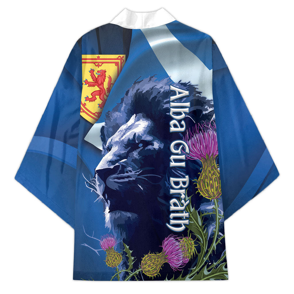 Cianalas Alba Scotland Kimono Scottish Lion and Thistle Blue Version