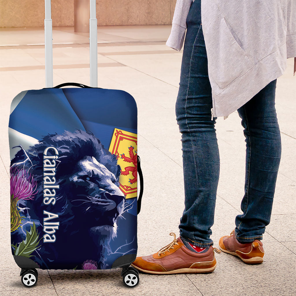 Cianalas Alba Scotland Luggage Cover Scottish Lion and Thistle Blue Version