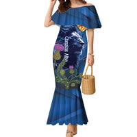 Cianalas Alba Scotland Mermaid Dress Scottish Lion and Thistle Blue Version