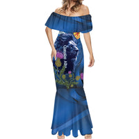 Cianalas Alba Scotland Mermaid Dress Scottish Lion and Thistle Blue Version