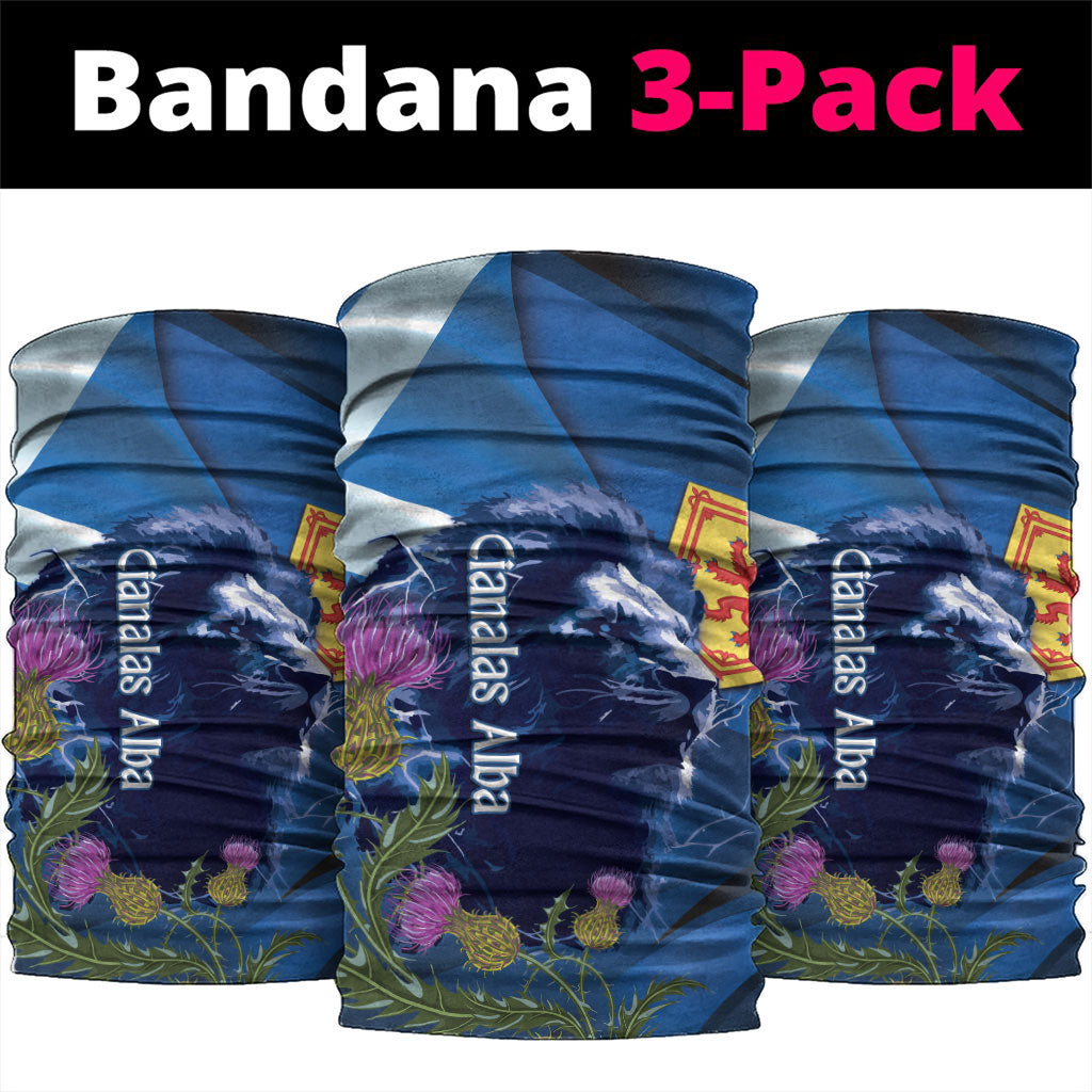 Cianalas Alba Scotland Neck Gaiter Scottish Lion and Thistle Blue Version