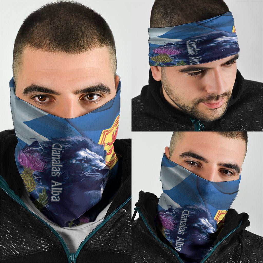 Cianalas Alba Scotland Neck Gaiter Scottish Lion and Thistle Blue Version