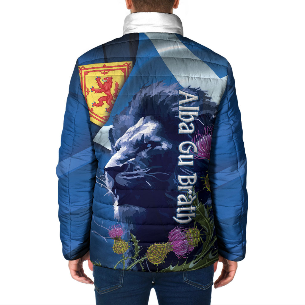 Cianalas Alba Scotland Padded Jacket Scottish Lion and Thistle Blue Version