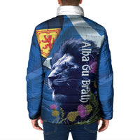 Cianalas Alba Scotland Padded Jacket Scottish Lion and Thistle Blue Version