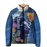 Cianalas Alba Scotland Padded Jacket Scottish Lion and Thistle Blue Version