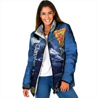 Cianalas Alba Scotland Padded Jacket Scottish Lion and Thistle Blue Version