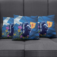 Cianalas Alba Scotland Pillow Cover Scottish Lion and Thistle Blue Version