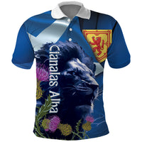 Cianalas Alba Scotland Polo Shirt Scottish Lion and Thistle Blue Version