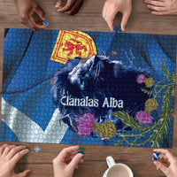 Cianalas Alba Scotland Puzzle Scottish Lion and Thistle Blue Version