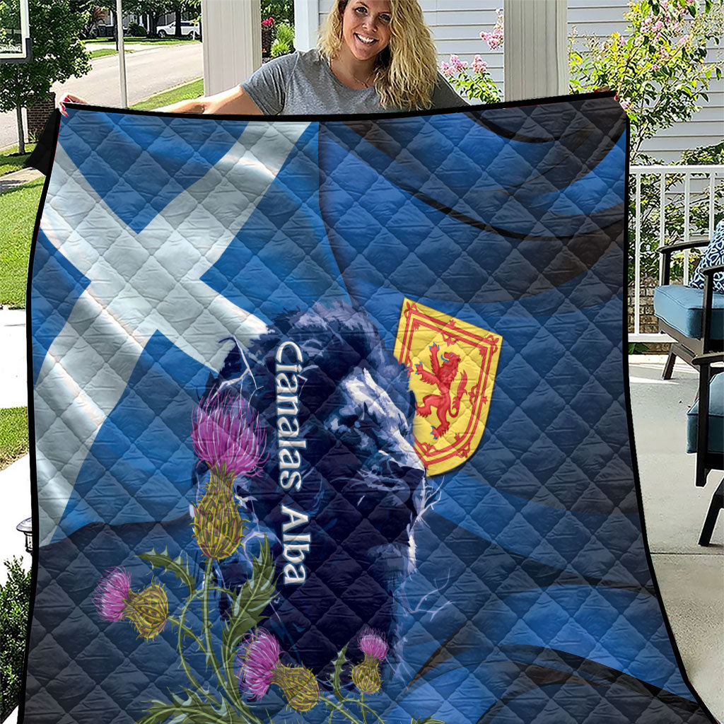 Cianalas Alba Scotland Quilt Scottish Lion and Thistle Blue Version