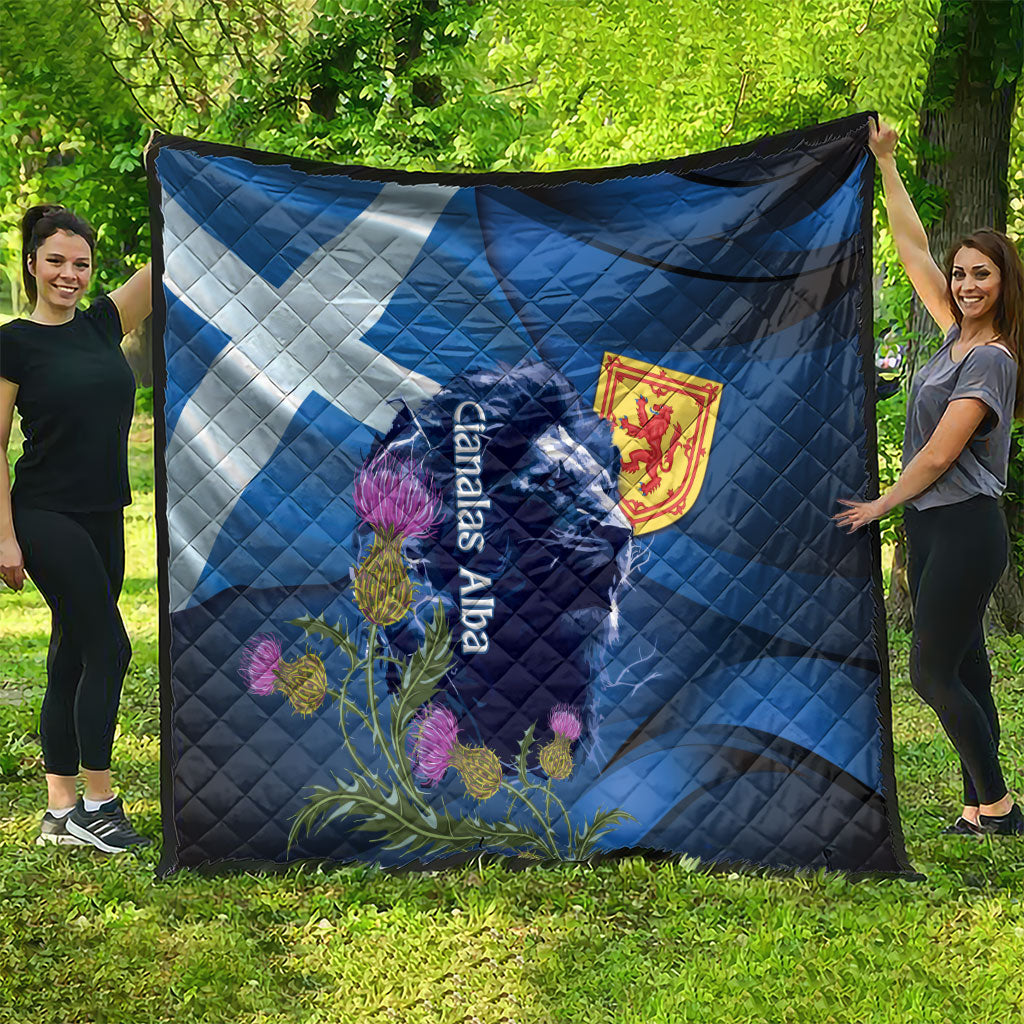 Cianalas Alba Scotland Quilt Scottish Lion and Thistle Blue Version