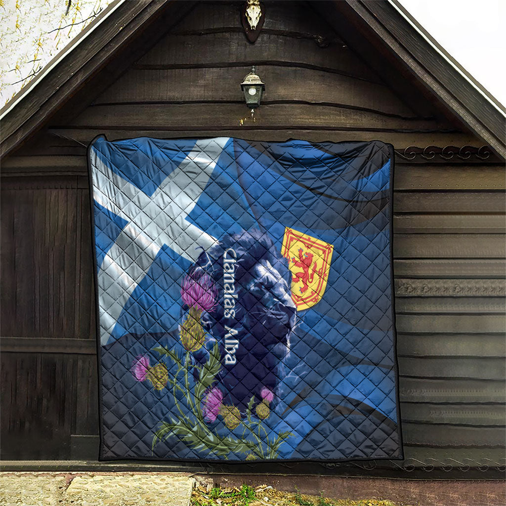 Cianalas Alba Scotland Quilt Scottish Lion and Thistle Blue Version