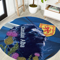 Cianalas Alba Scotland Round Carpet Scottish Lion and Thistle Blue Version