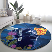 Cianalas Alba Scotland Round Carpet Scottish Lion and Thistle Blue Version