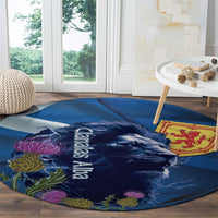 Cianalas Alba Scotland Round Carpet Scottish Lion and Thistle Blue Version