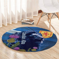 Cianalas Alba Scotland Round Carpet Scottish Lion and Thistle Blue Version