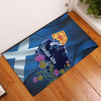 Cianalas Alba Scotland Rubber Doormat Scottish Lion and Thistle Blue Version