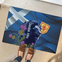 Cianalas Alba Scotland Rubber Doormat Scottish Lion and Thistle Blue Version