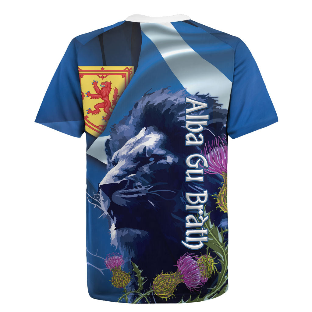 Cianalas Alba Scotland Rugby Jersey Scottish Lion and Thistle Blue Version