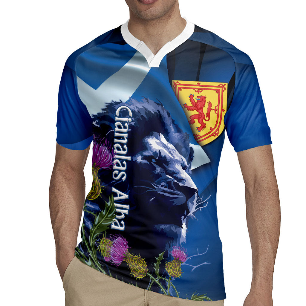 Cianalas Alba Scotland Rugby Jersey Scottish Lion and Thistle Blue Version