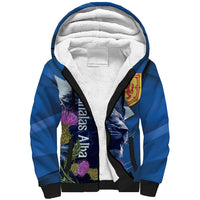 Cianalas Alba Scotland Sherpa Hoodie Scottish Lion and Thistle Blue Version